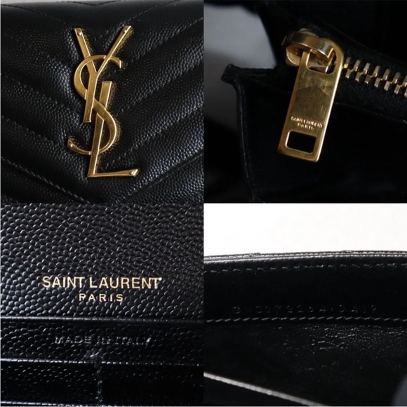 Yves Saint Laurent Black Quilted Wallet with Gold Logo - Picture 9 of 11